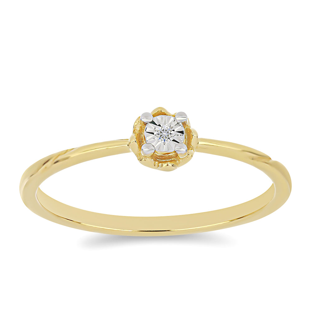 Inel din Argint 925 Placat cu Aur ( 1.17 grame ) cu Diamant Alb 0.01 Carate