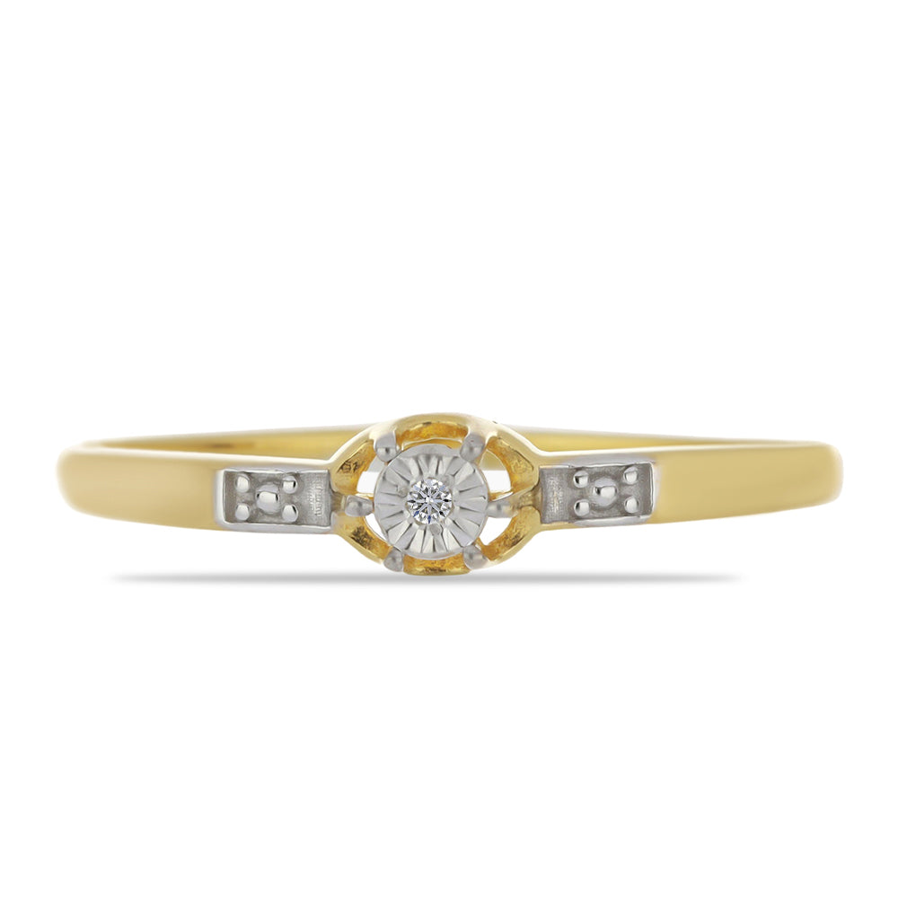 Inel din Argint 925 Placat cu Aur ( 1.42 grame ) cu Diamant Alb 0.01 Carate 1 