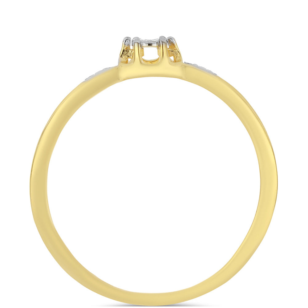 Inel din Argint 925 Placat cu Aur ( 1.42 grame ) cu Diamant Alb 0.01 Carate