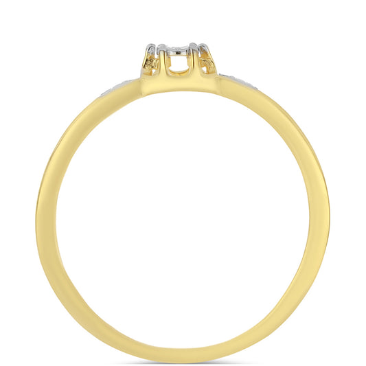 Inel din Argint 925 Placat cu Aur ( 1.42 grame ) cu Diamant Alb 0.01 Carate