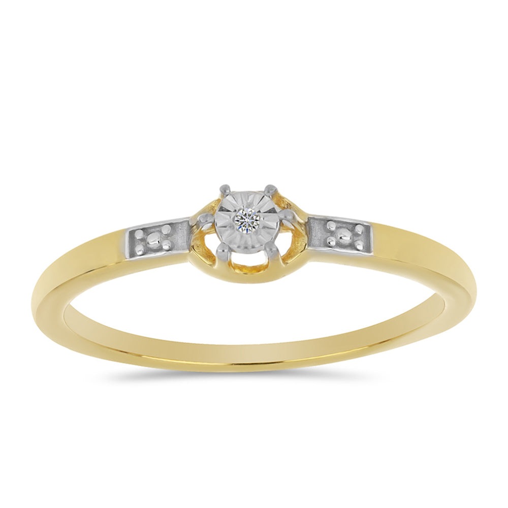 Inel din Argint 925 Placat cu Aur ( 1.42 grame ) cu Diamant Alb 0.01 Carate 3 