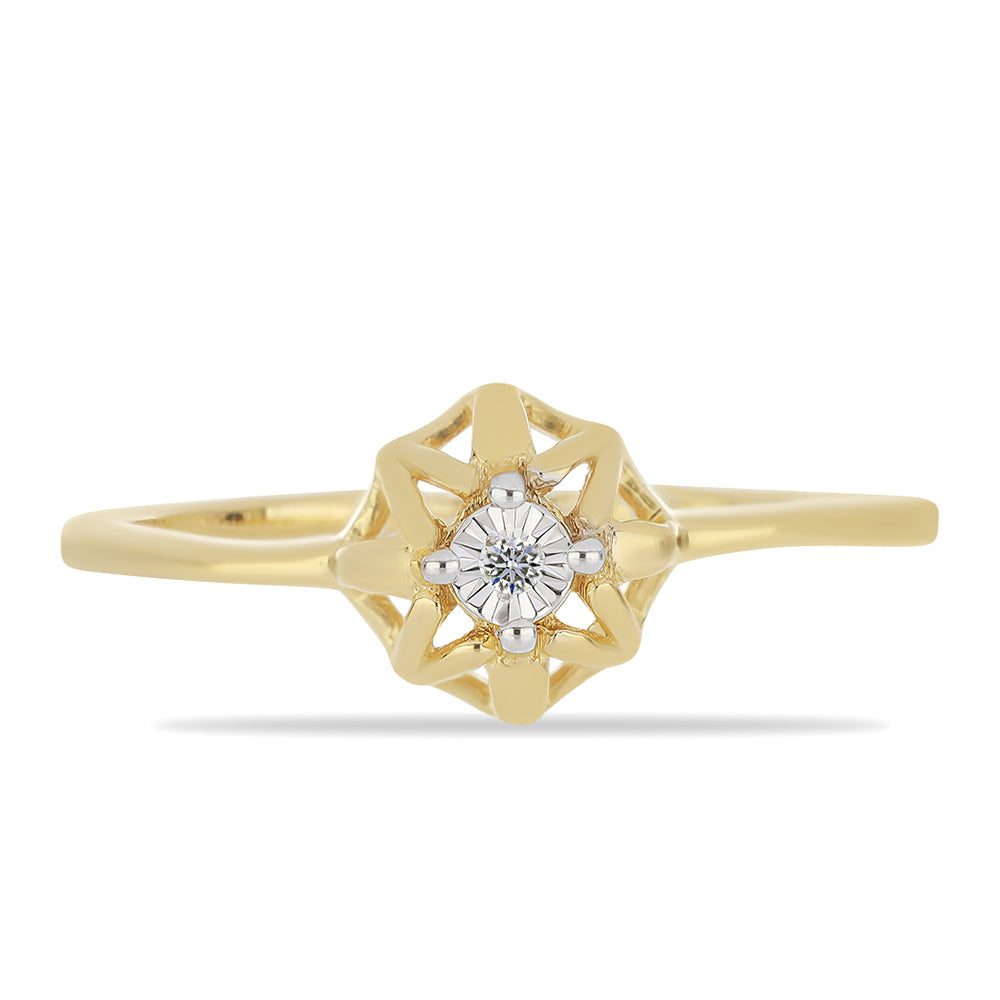 Inel din Argint 925 Placat cu Aur ( 1.51 grame ) cu Diamant Alb 0.01 Carate