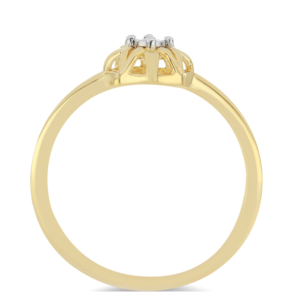 Inel din Argint 925 Placat cu Aur ( 1.51 grame ) cu Diamant Alb 0.01 Carate 2 