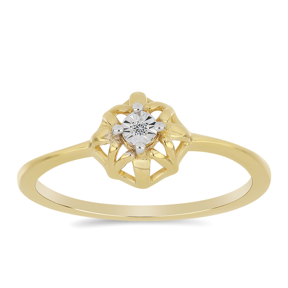 Inel din Argint 925 Placat cu Aur ( 1.51 grame ) cu Diamant Alb 0.01 Carate 3 