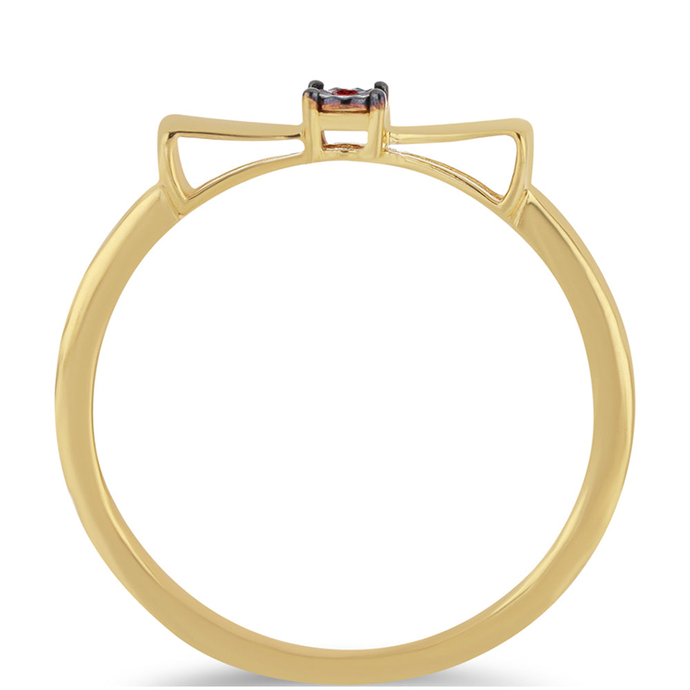 Inel din Argint 925 Placat cu Aur ( 1.86 grame ) cu Diamant Roșu 0.01 Carate 2 