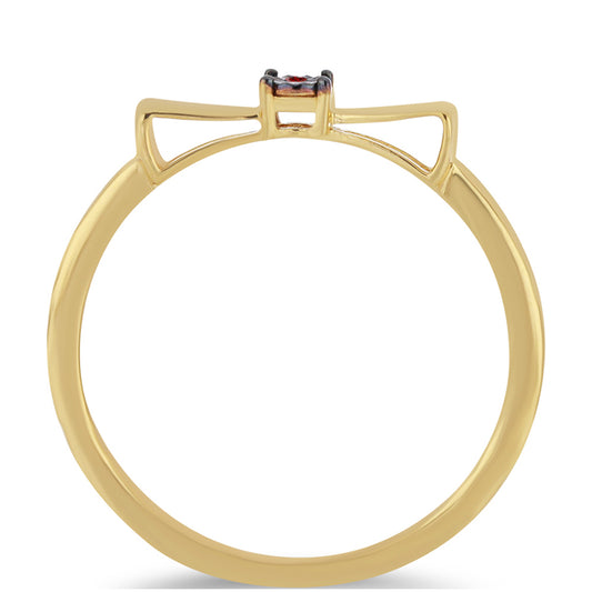 Inel din Argint 925 Placat cu Aur ( 1.86 grame ) cu Diamant Roșu 0.01 Carate