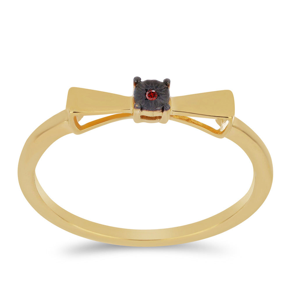 Inel din Argint 925 Placat cu Aur ( 1.86 grame ) cu Diamant Roșu 0.01 Carate