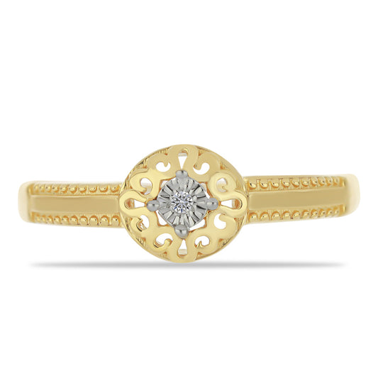 Inel din Argint 925 Placat cu Aur ( 1.91 grame ) cu Diamant Alb 0.01 Carate