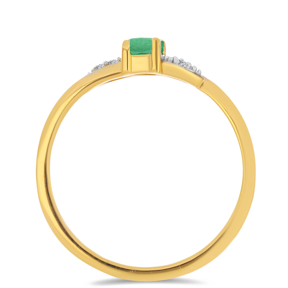 Inel din Argint 925 Placat cu Aur ( 1.55 grame ) cu Smarald Brazilian și Zircon Alb 0.32 Carate 2 