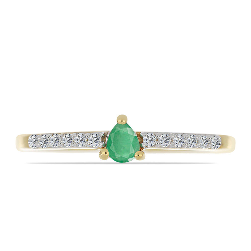Inel din Argint 925 Placat cu Aur ( 1.48 grame ) cu Smarald Brazilian și Zircon Alb 0.32 Carate 1 