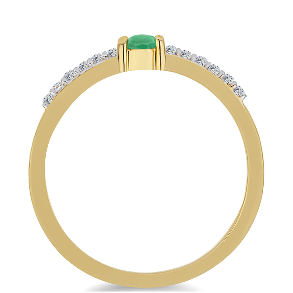 Inel din Argint 925 Placat cu Aur ( 1.48 grame ) cu Smarald Brazilian și Zircon Alb 0.32 Carate 2 