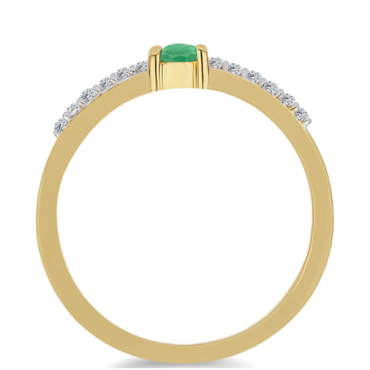 Inel din Argint 925 Placat cu Aur ( 1.48 grame ) cu Smarald Brazilian și Zircon Alb 0.32 Carate