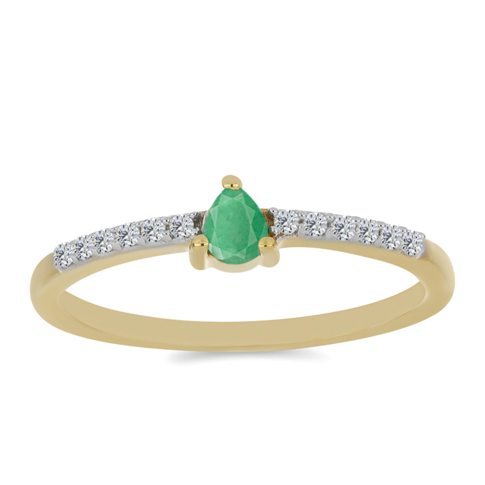 Inel din Argint 925 Placat cu Aur ( 1.48 grame ) cu Smarald Brazilian și Zircon Alb 0.32 Carate