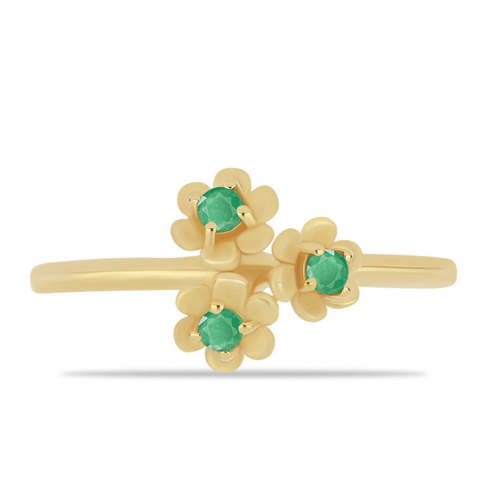 Inel din Argint 925 Placat cu Aur ( 2.19 grame ) cu Smarald Brazilian 0.15 Carate 1 