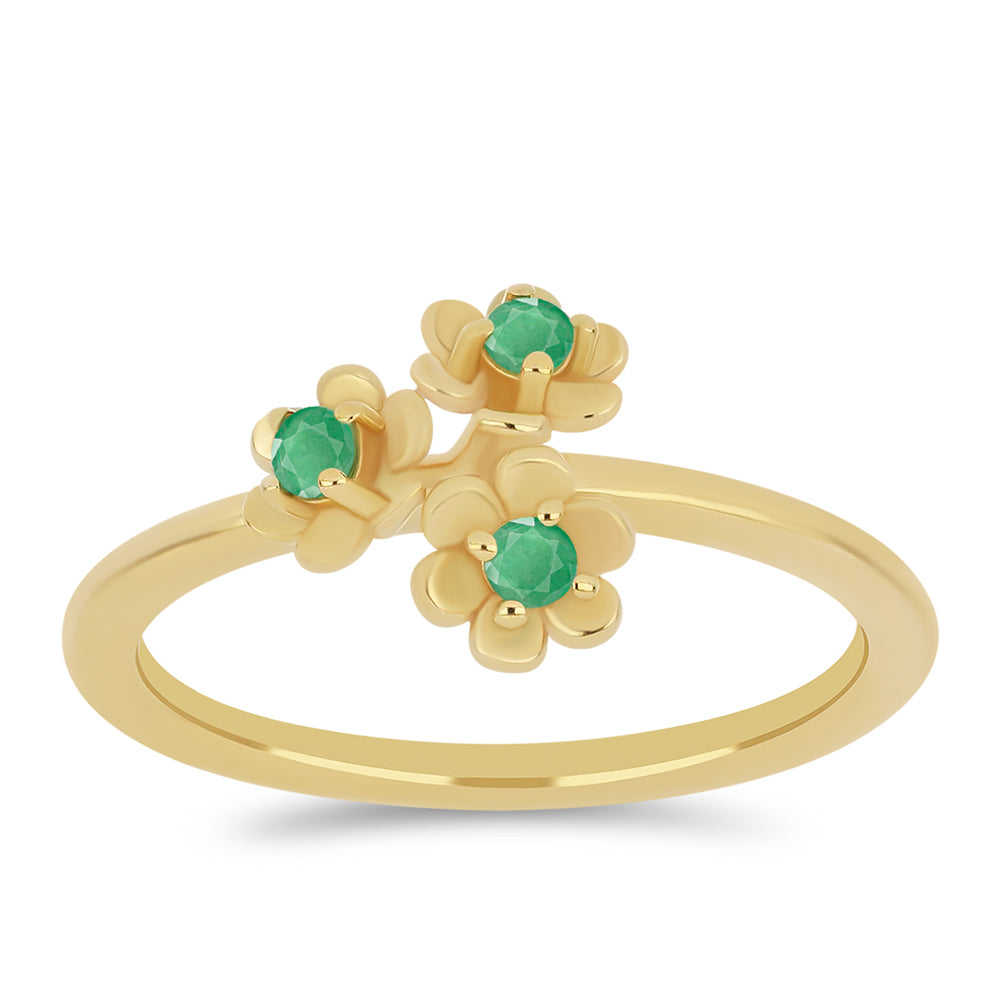 Inel din Argint 925 Placat cu Aur ( 2.19 grame ) cu Smarald Brazilian 0.15 Carate