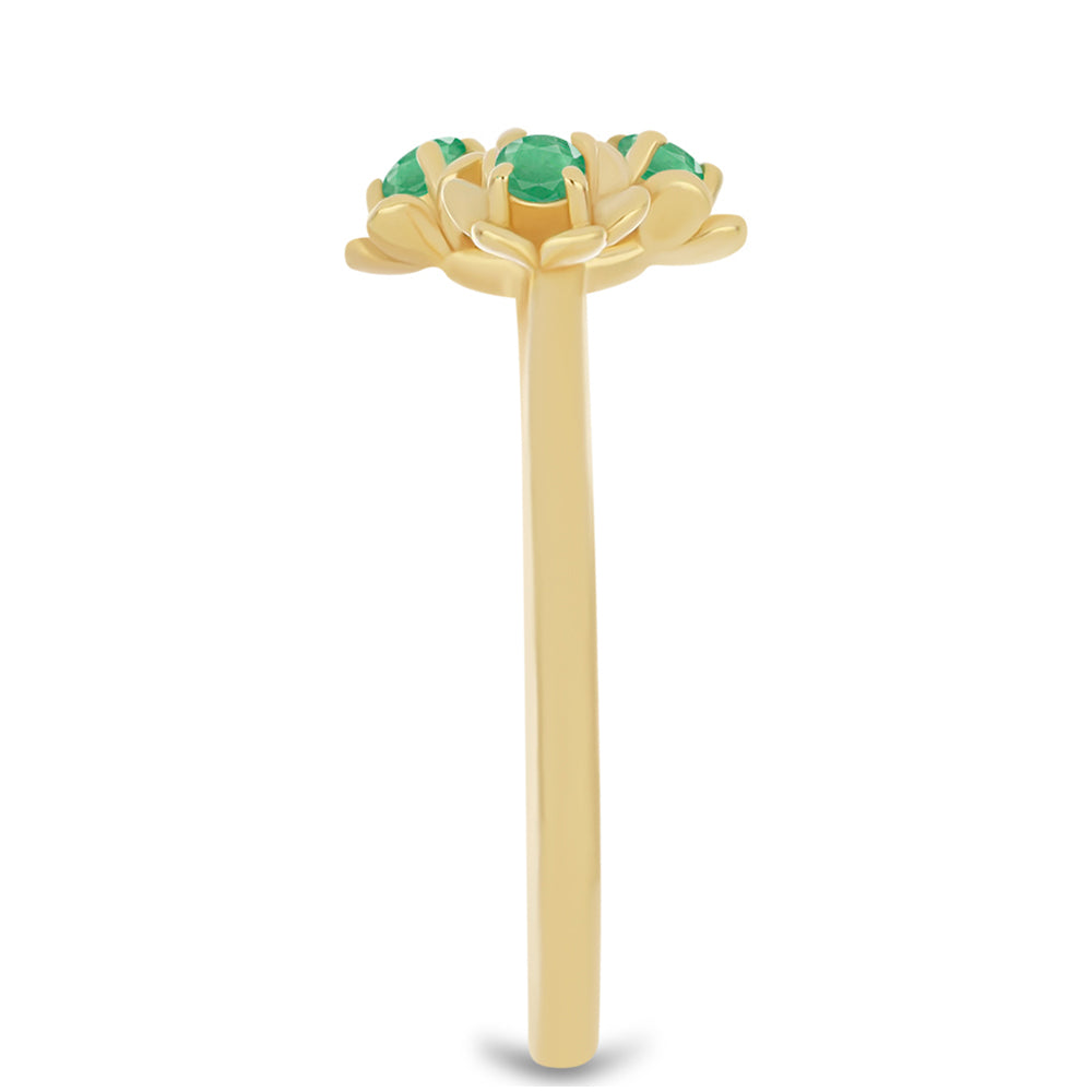 Inel din Argint 925 Placat cu Aur ( 2.19 grame ) cu Smarald Brazilian 0.15 Carate 4 