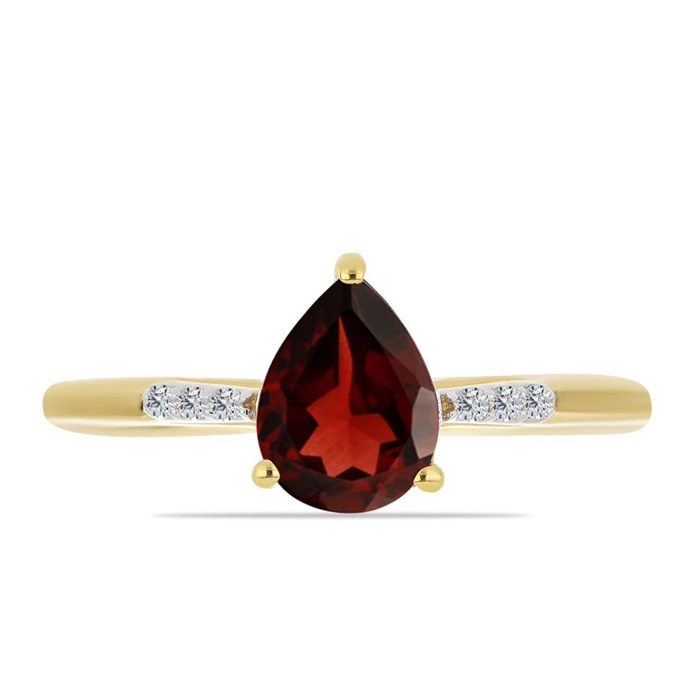 Inel din Argint 925 Placat cu Aur ( 1.49 grame ) cu Granat Barton și Zircon Alb 1.33 Carate