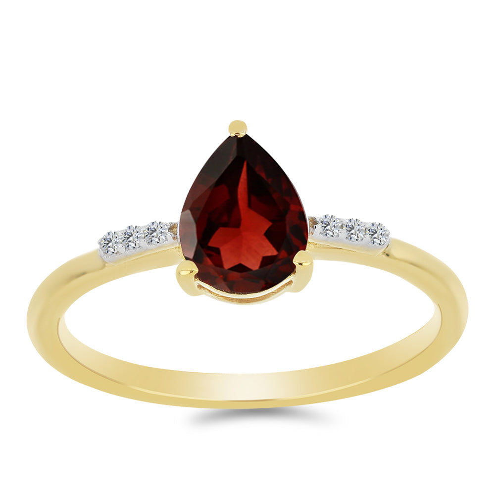 Inel din Argint 925 Placat cu Aur ( 1.49 grame ) cu Granat Barton și Zircon Alb 1.33 Carate 3 