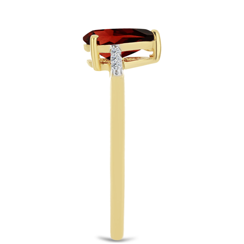 Inel din Argint 925 Placat cu Aur ( 1.49 grame ) cu Granat Barton și Zircon Alb 1.33 Carate 4 