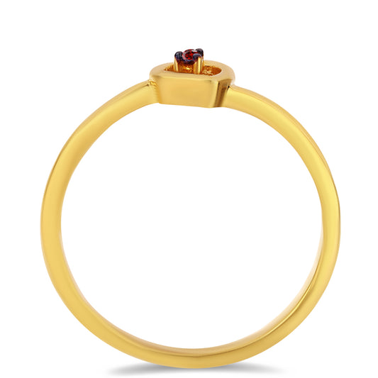 Inel din Argint 925 Placat cu Aur ( 1.68 grame ) cu Diamant Roșu 0.01 Carate