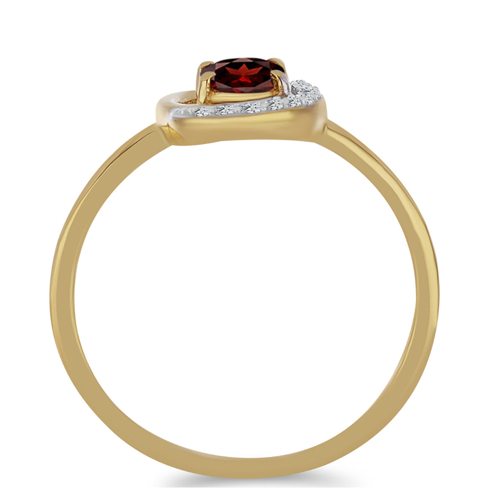Inel din Argint 925 Placat cu Aur ( 1.8 grame ) cu Granat Barton și Zircon Alb 1.09 Carate