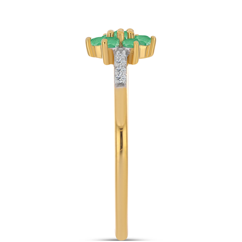 Inel din Argint 925 Placat cu Aur ( 1.47 grame ) cu Smarald Brazilian și Zircon Alb 0.41 Carate