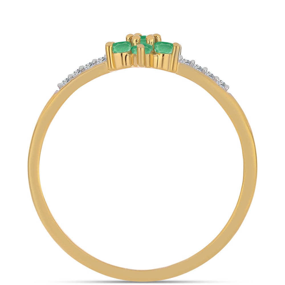 Inel din Argint 925 Placat cu Aur ( 1.44 grame ) cu Smarald Brazilian și Zircon Alb 0.41 Carate