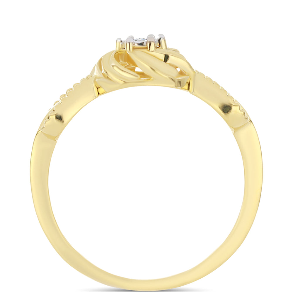 Inel din Argint 925 Placat cu Aur ( 2.04 grame ) cu Diamant Alb 0.01 Carate 2 