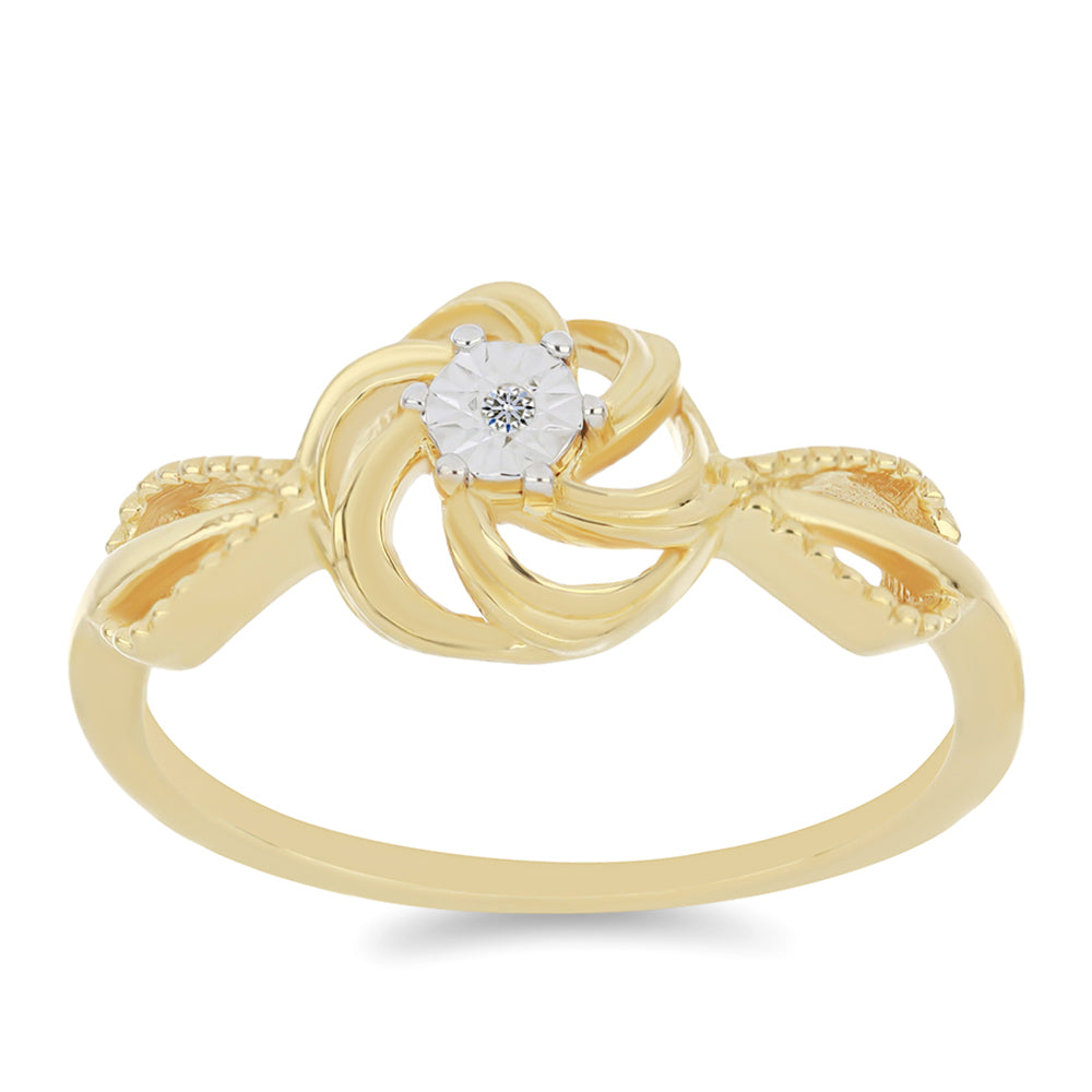 Inel din Argint 925 Placat cu Aur ( 2.04 grame ) cu Diamant Alb 0.01 Carate