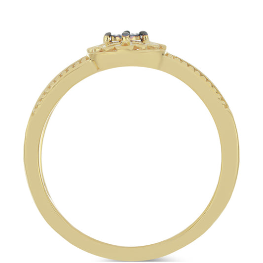 Inel din Argint 925 Placat cu Aur ( 2.05 grame ) cu Diamant Verde 0.01 Carate