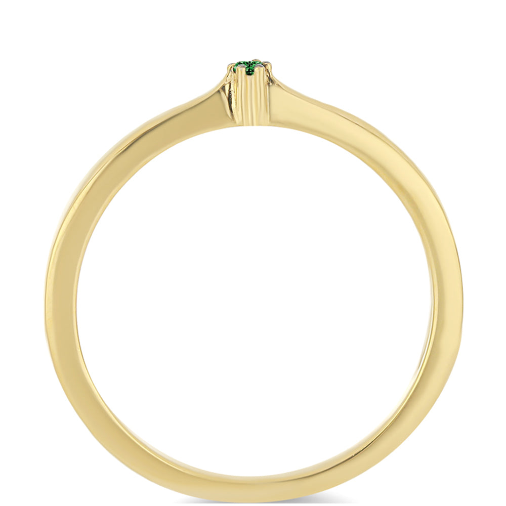 Inel din Argint 925 Placat cu Aur ( 1.45 grame ) cu Diamant Verde 0.02 Carate 2 