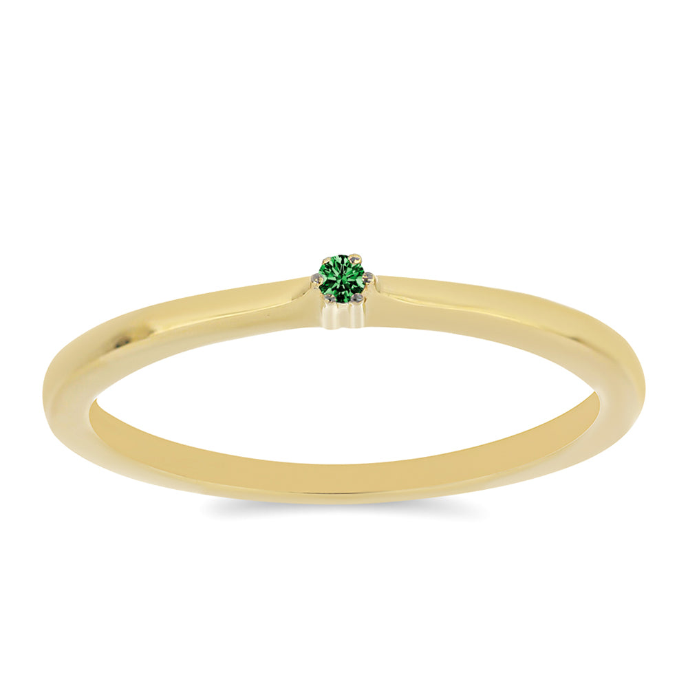 Inel din Argint 925 Placat cu Aur ( 1.45 grame ) cu Diamant Verde 0.02 Carate 3 