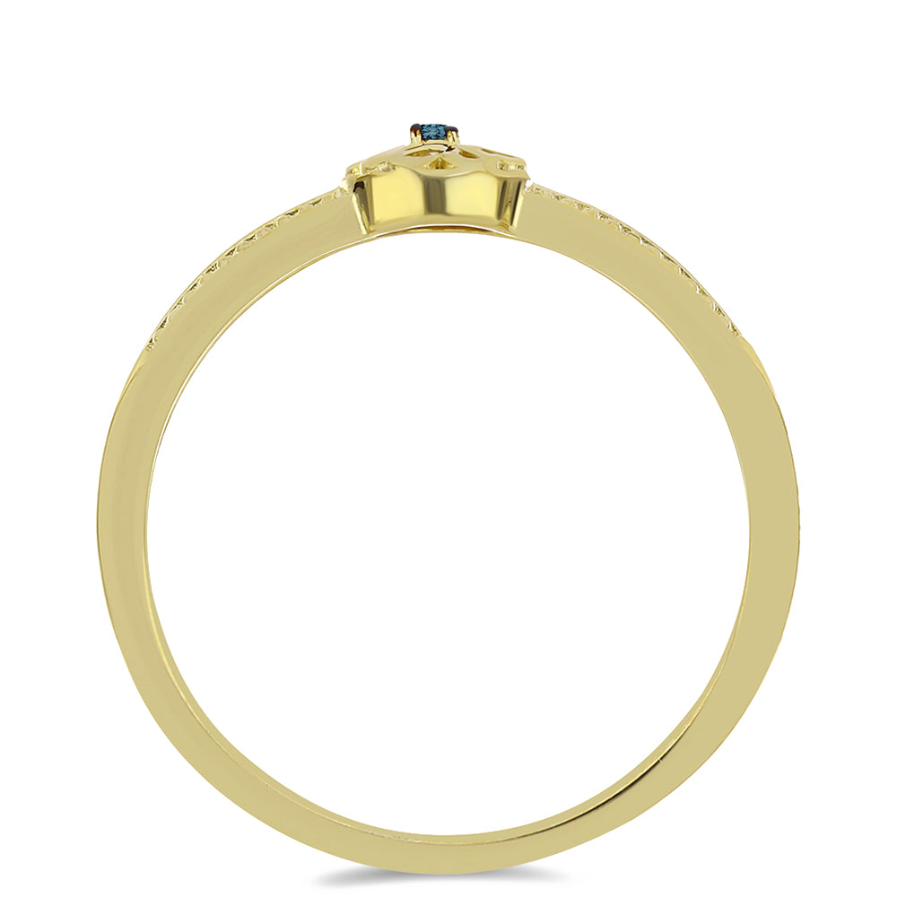 Inel din Argint 925 Placat cu Aur ( 1.96 grame ) cu Diamant Albastru 0.01 Carate 2 