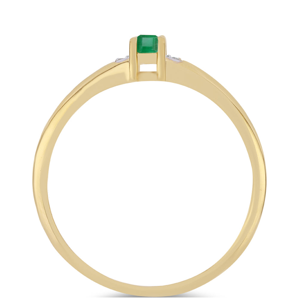 Inel din Argint 925 Placat cu Aur ( 2.09 grame ) cu Smarald Brazilian și Zircon Alb 0.3 Carate
