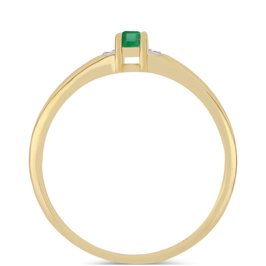 Inel din Argint 925 Placat cu Aur ( 2.09 grame ) cu Smarald Brazilian și Zircon Alb 0.3 Carate