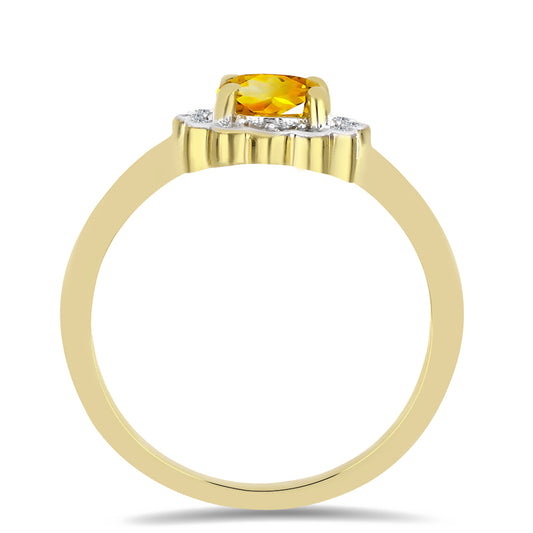 Inel din Argint 925 Placat cu Aur ( 2.19 grame ) cu Citrin Ural și Zircon Alb 1.01 Carate