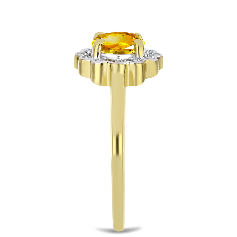 Inel din Argint 925 Placat cu Aur ( 2.19 grame ) cu Citrin Ural și Zircon Alb 1.01 Carate 4 