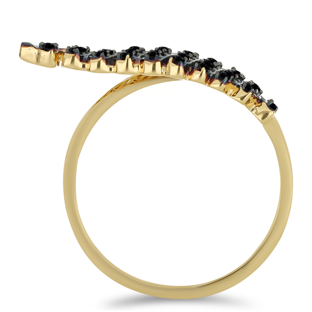 Inel din Argint 925 Placat cu Aur ( 2.8 grame ) cu Spinel Negru Gorno Badakhshan 0.32 Carate 2 
