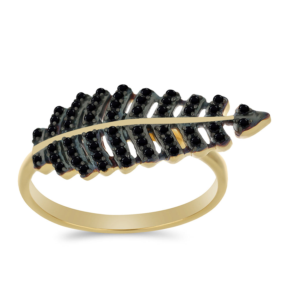 Inel din Argint 925 Placat cu Aur ( 2.8 grame ) cu Spinel Negru Gorno Badakhshan 0.32 Carate 3 