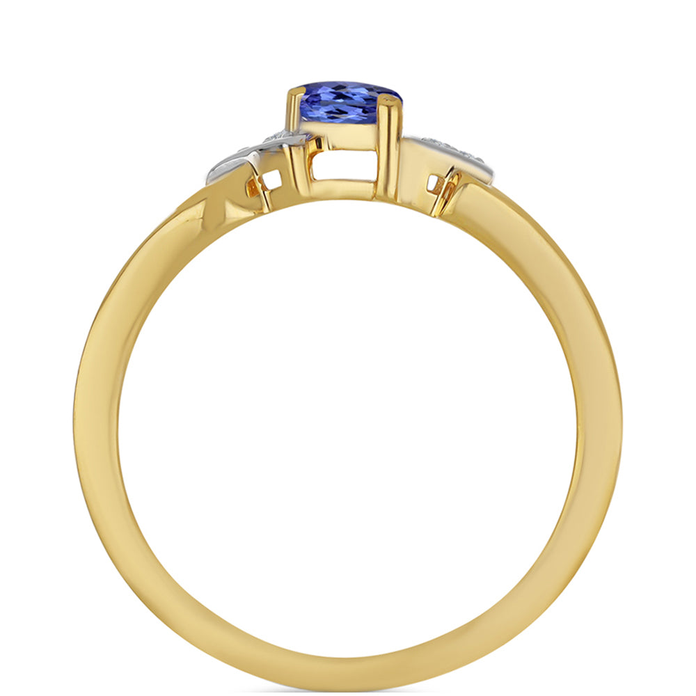 Inel din Argint 925 Placat cu Aur ( 2.21 grame ) cu Tanzanit și Zircon Alb 0.28 Carate 2 