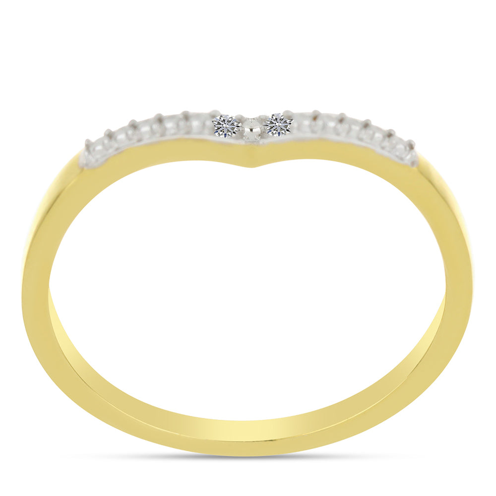 Inel din Argint 925 Placat cu Aur ( 1.84 grame ) cu Diamant Alb 0.02 Carate 3 