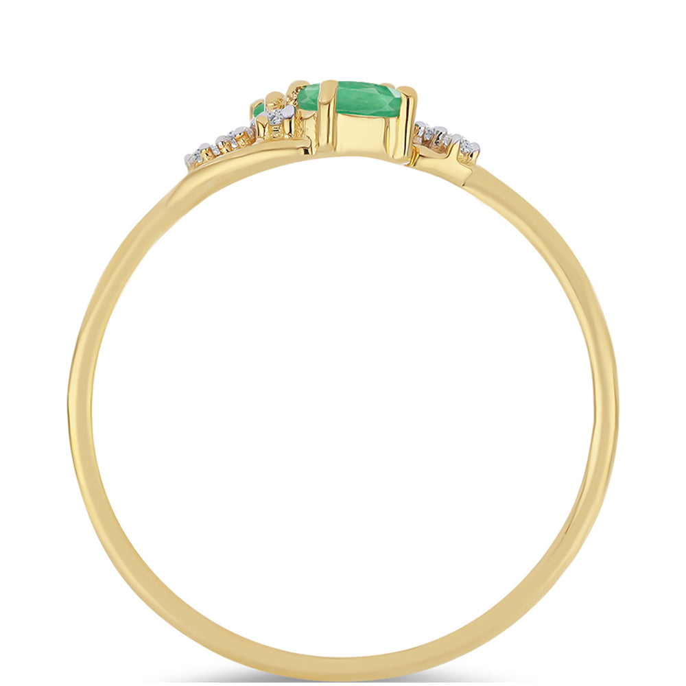 Inel din Argint 925 Placat cu Aur ( 1.76 grame ) cu Smarald Brazilian și Zircon Alb 0.48 Carate