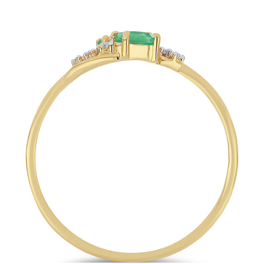 Inel din Argint 925 Placat cu Aur ( 1.76 grame ) cu Smarald Brazilian și Zircon Alb 0.48 Carate