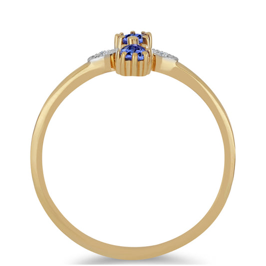 Inel din Argint 925 Placat cu Aur ( 1.89 grame ) cu Tanzanit și Zircon Alb 0.42 Carate