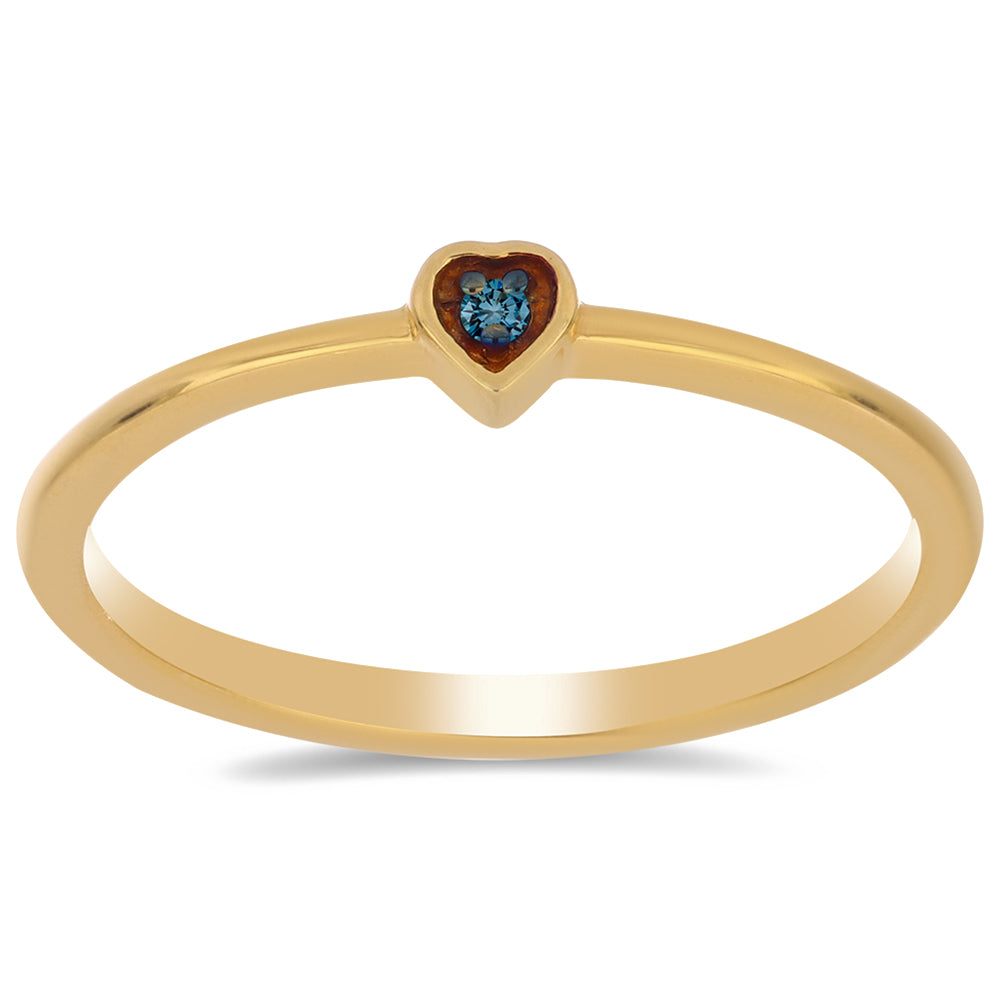 Inel din Argint 925 Placat cu Aur ( 1.45 grame ) cu Diamant Albastru 0.02 Carate 3 