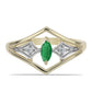 Inel din Argint 925 Placat cu Aur ( 2.69 grame ) cu Smarald Brazilian și Zircon Alb Natural 0.3 Carate