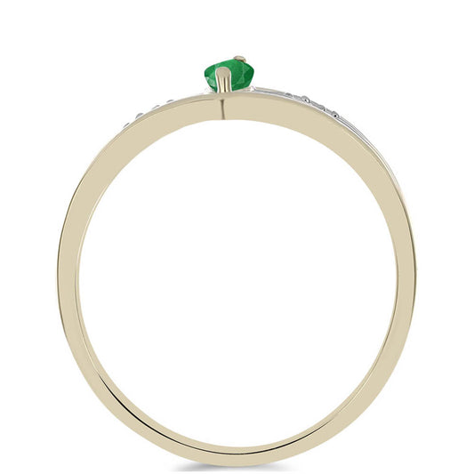 Inel din Argint 925 Placat cu Aur ( 2.55 grame ) cu Smarald Brazilian și Zircon Alb 0.28 Carate