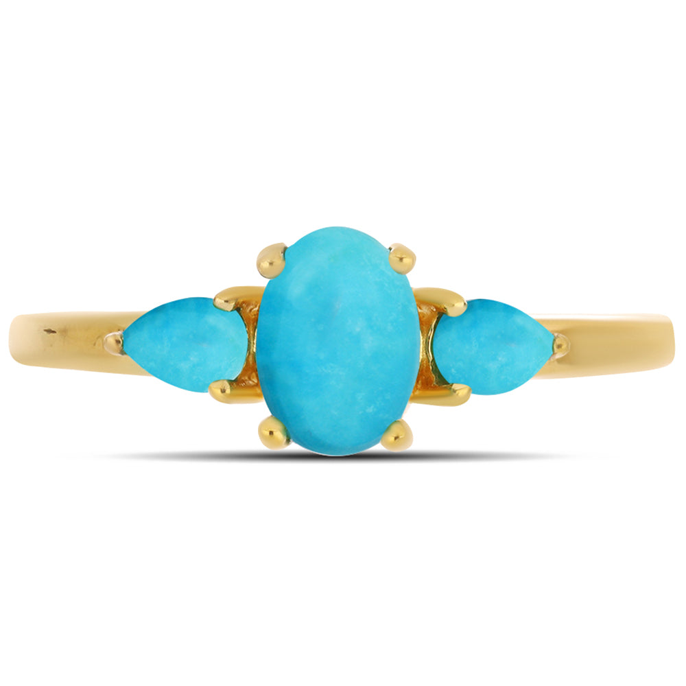 Inel din Argint 925 Placat cu Aur ( 2.07 grame ) cu Turcoaz ”Frumoasa Adormită” 1.05 Carate 1 