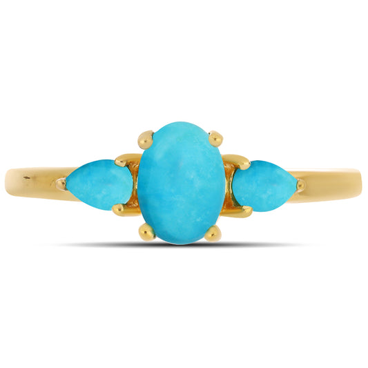 Inel din Argint 925 Placat cu Aur ( 2.07 grame ) cu Turcoaz ”Frumoasa Adormită” 1.05 Carate