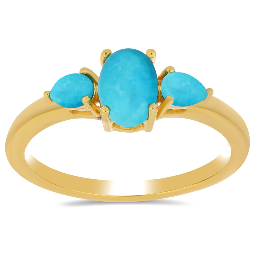 Inel din Argint 925 Placat cu Aur ( 2.07 grame ) cu Turcoaz ”Frumoasa Adormită” 1.05 Carate